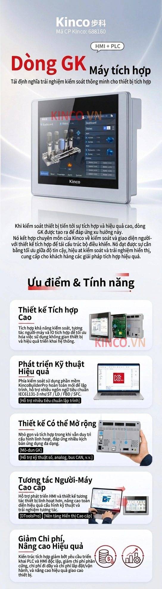 Kinco GK Series HMI+PLC tích hợp